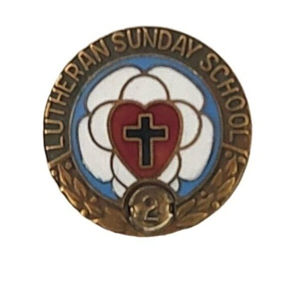 Vintage Lutheran Sunday School 2 Year Pin  1/10 10K Gold Filled  Vintage Religio - Picture 1 of 7